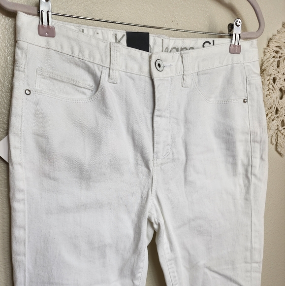 Calvin Klein Straight Leg Jeans Women's 12 White High Rise Denim Ankle N… - Picture 2 of 11